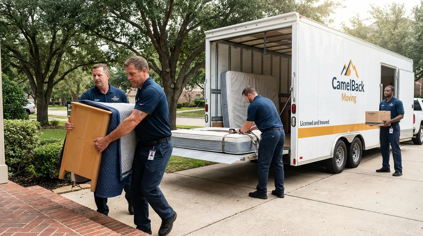 Crew loading residential truck for cross-state move from Guntown, MS